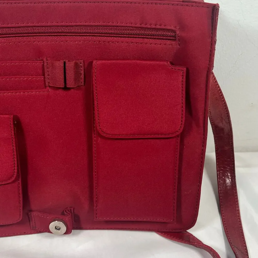 Pelle Studio Wilsons Leather Dark Red Leather Crossbody Travel Office IPad Bag